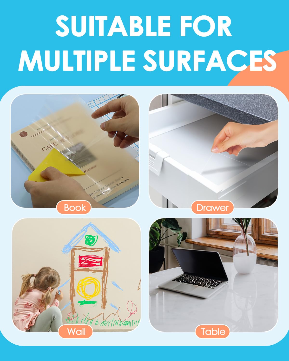 28 Pack Clear Contact Paper Book Cover - 17.7in×5ft Total 140ft, Self-Adhesive Protector for Crafts, Clear Contact Paper Roll Peel and Stick for Books