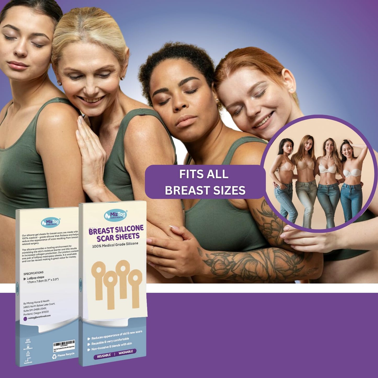 Breast Augmentation Recovery Supplies - Silicone Sheets for Healing - Comfortable Under Post-Op Bra (4 Pcs) - Great for Mom