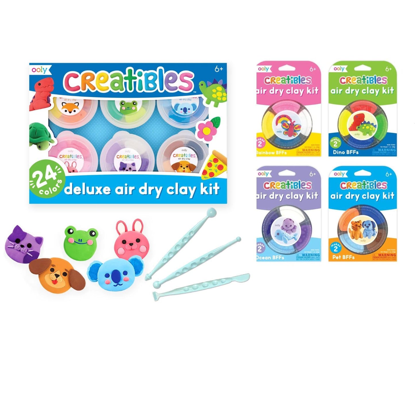 Ooly Creatibles 40 Pieces Deluxe Set - Air Dry Clay for Kids, 40 Colors Modeling Clay with 3 Shaping Tools, 7 Storage Tubs, Non-Toxic Craft Supplies, DIY Art Supplies for Kids Ages 6 and Up