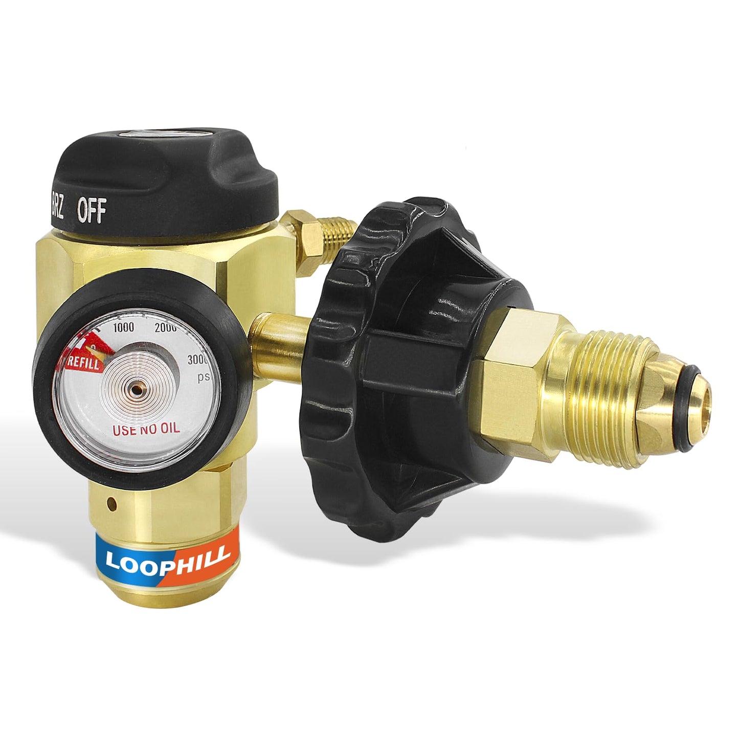LOOPHILL VN-650 Nitrogen Purging Regulator w/650PSI - 4-Position Flow Control (TST/PRG/BRZ/OFF), Heavy-Duty Brass Body for Leak Testing & Welding Protection