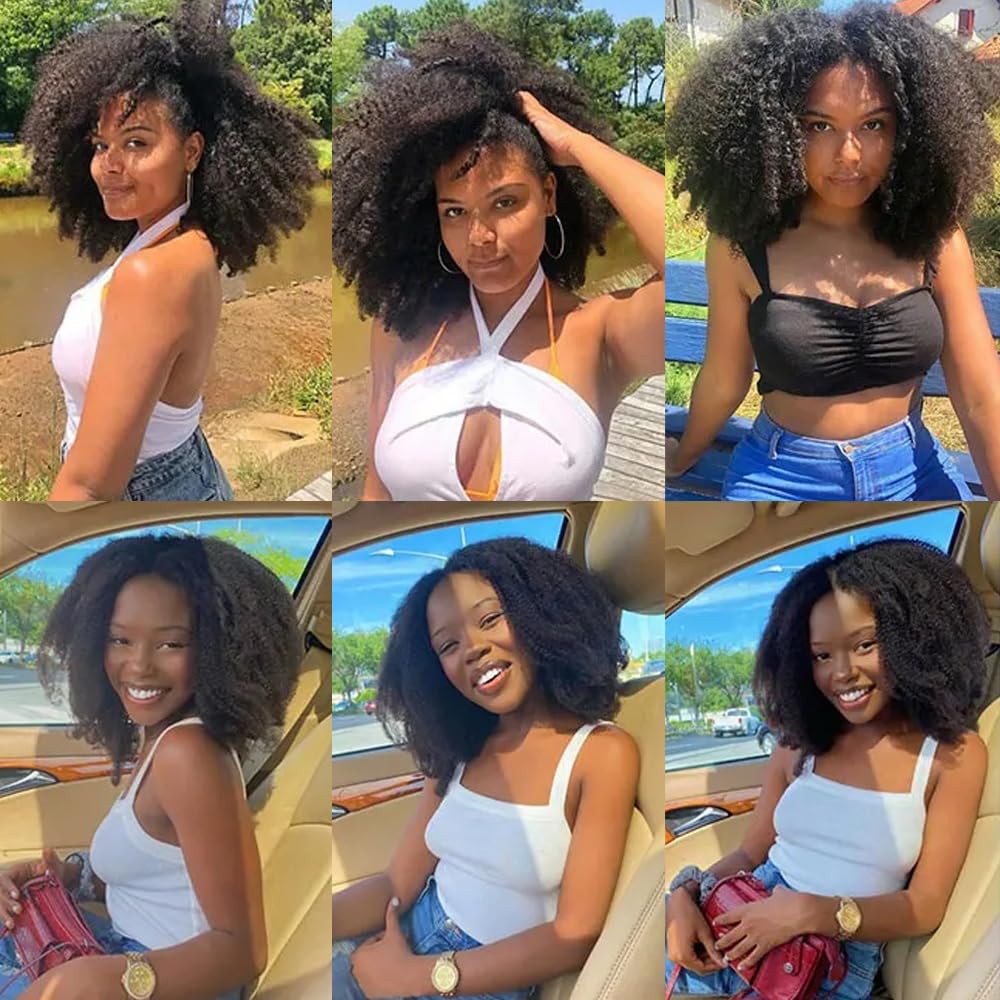 Mongolian Afro Kinky Curly Human Hair 3 Bundles (18 18 18 Inch) Afro Curly Weave Hair Extensions for Black Women Unprocessed Virgin Hair Afro Kinky Human Hair Bundles Natural Color