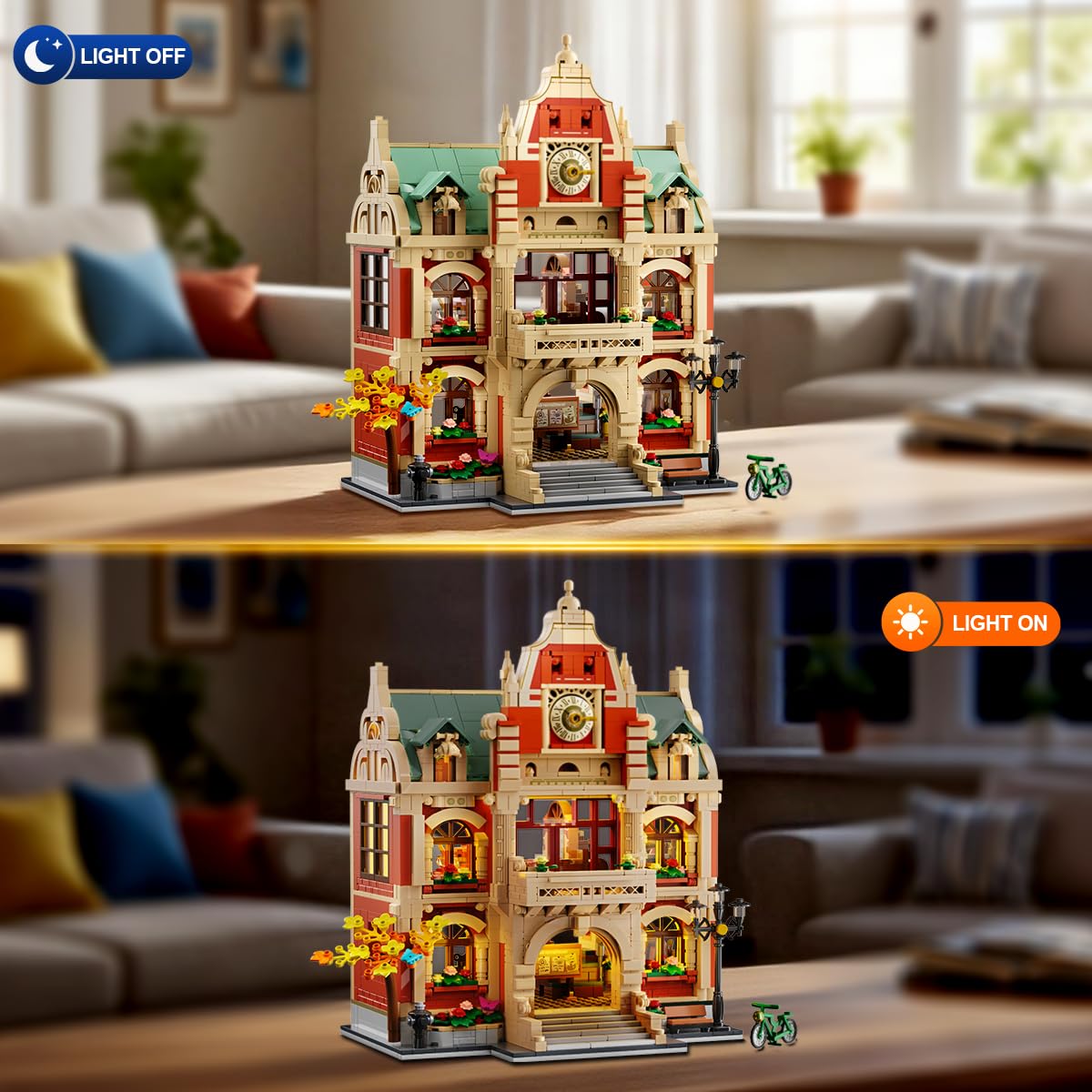INSOON University Club House Building Set with Light,1629PCS City Campus Architecture Model with Painting Drama Baking Music Club, Home Decor Construction Building Block Gift for Adults Boys Girls 12+