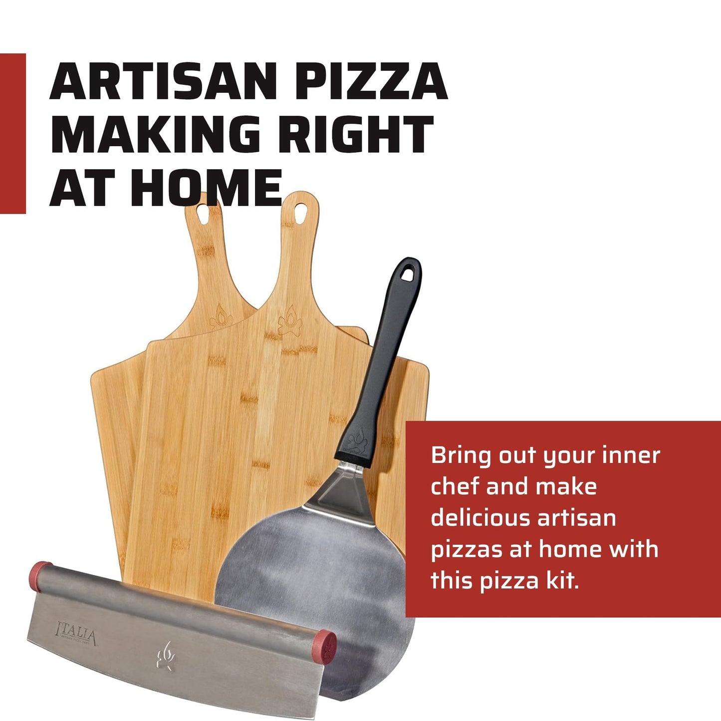 Camp Chef Pizza Accessories Kit - Includes 2 Pizza Peel, 1 Pizza Spatula & 1 Rocking Pizza Cutter - Premium Pizza Kit for Indoor or Outdoor Cooking