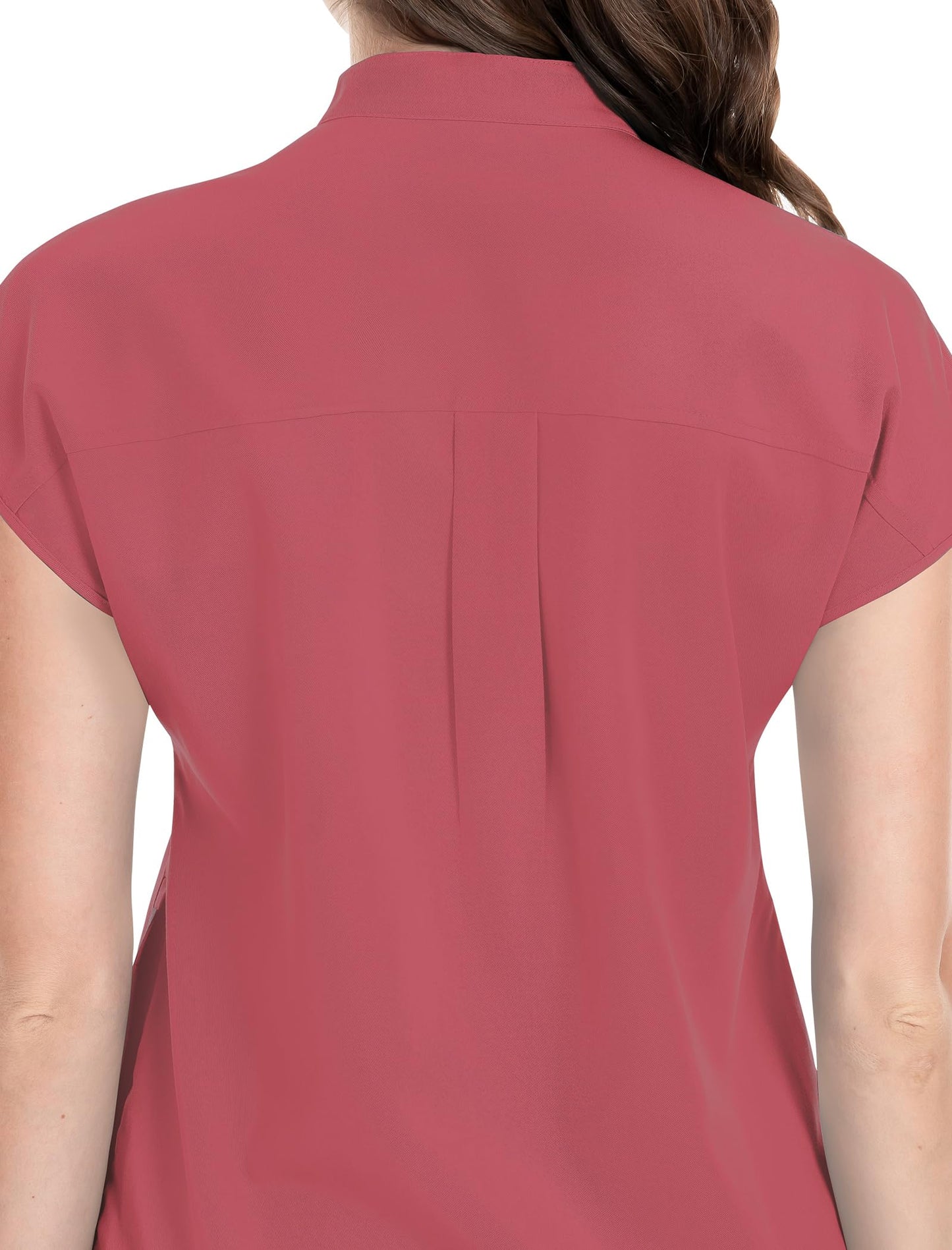niaahinn Scrubs Set for Women Nurse Uniform Jogger Suit Stretch Top & Pants with Multi Pocket for Nurse Esthetician Workwear (Coral, Small)