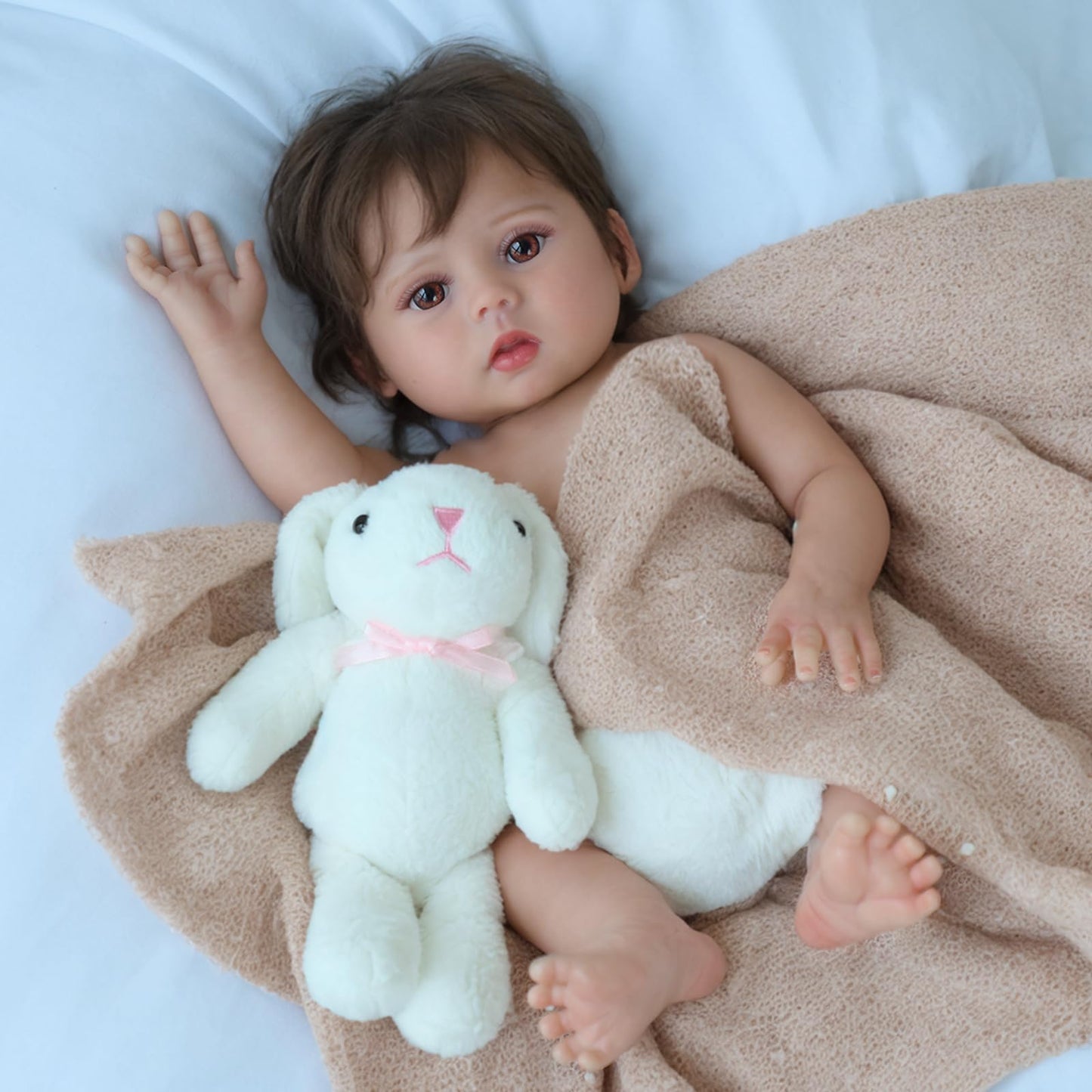 SCOM Realistic Reborn Baby Dolls - 18 Inch Real Life Baby Girl, Toddler Doll with Full Body Vinyl, Newborn Lifelike Weighted Doll for Ages 3+ Gift