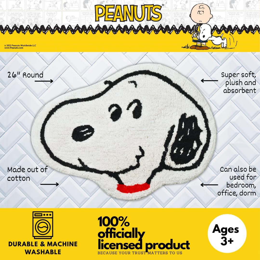 Collectibles Peanuts Snoopy 100% Cotton Non Slip Plush Bathroom Mat Rug (Officially Licensed Product) by Franco