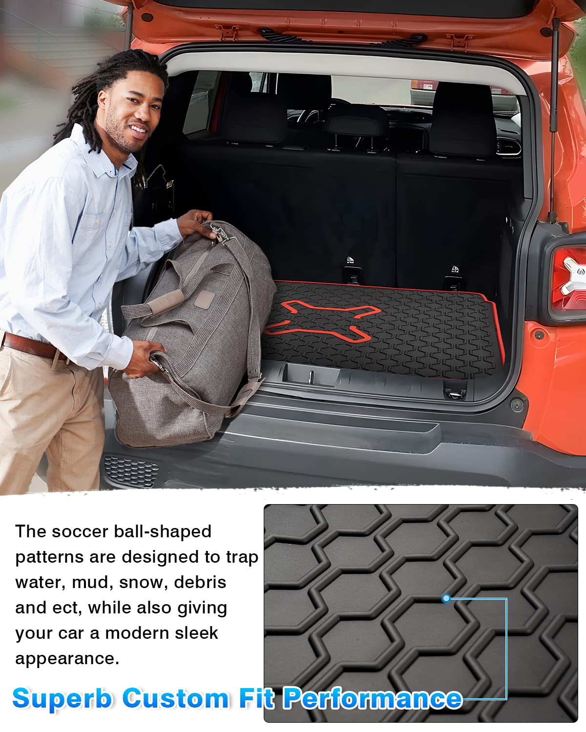 Cartist Cargo Liner Compatible with 2015-2024 Jeep Renegade Trunk Mat Car Rear Boot Liner