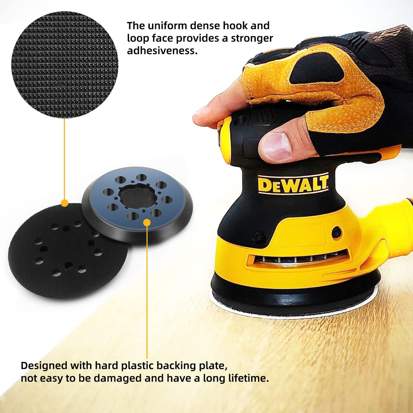 10 Pack Replacement Sanding Pads for Dewalt 5 inch 8 Hole Hook and Loop DWE64233& N329079 Orbital Sander Backing Pad Replacement Parts Compatible with DWE6421-B2 DWE6421-B3 DWE6423/6423K DWE6421/6421K