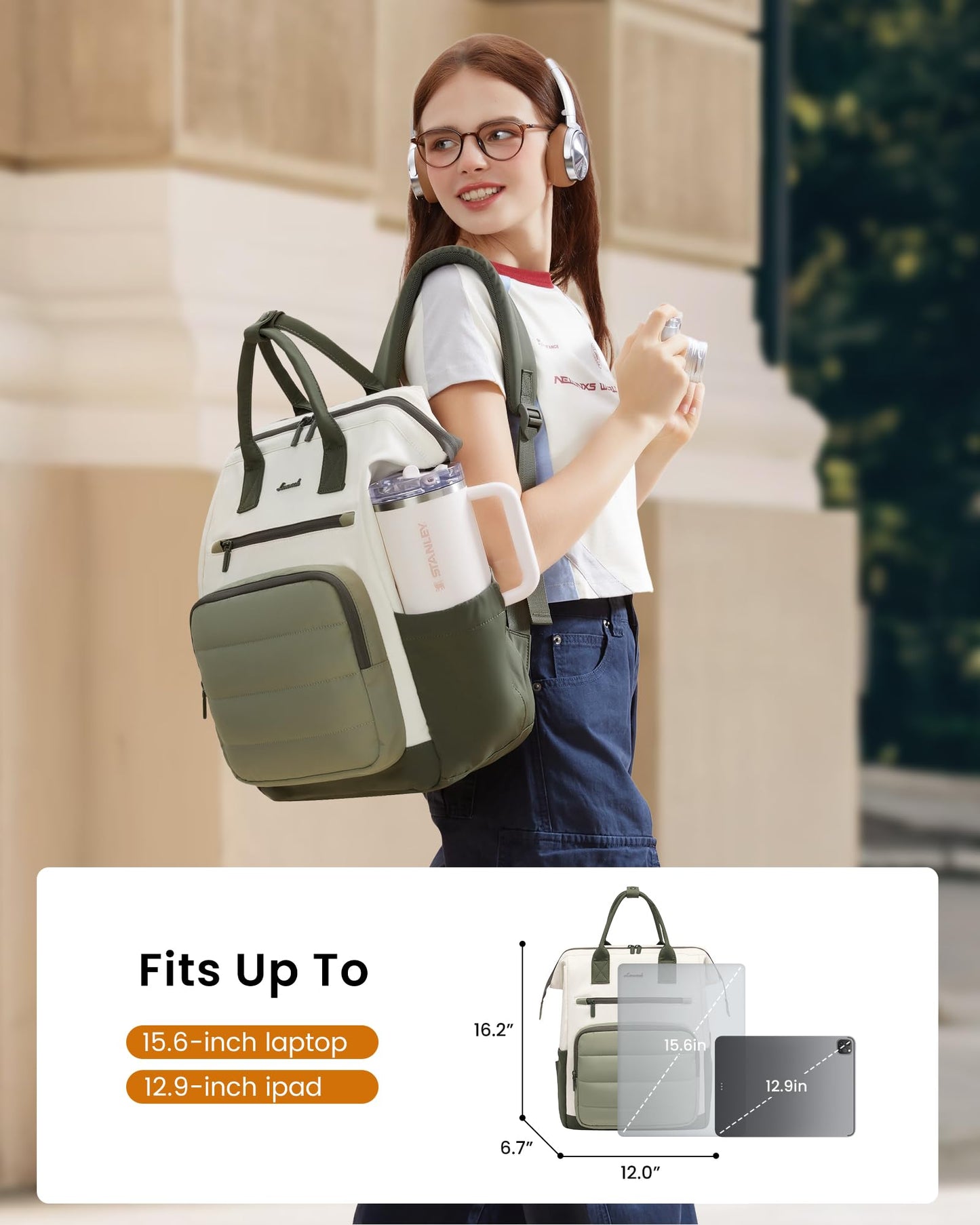 LOVEVOOK Puffer Laptop Backpack for Women, 15.6 Inch Work Backpack purse for Nurse Teacher, College Back to School Bookbag for Teen Girls, Personal Item Travel Bag Computer Daypack for Daily Commute