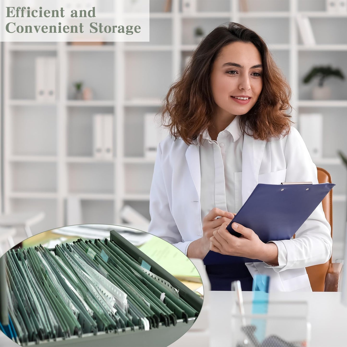 25 Pack Reinforced 12×18 Hanging File Folders 1/5 Cut Heavy Duty Hanging File Folders with Plastic Tabs & Label Cards Expanding Hangers File Organizer for 11×17 Paper Engineering Document (Green)