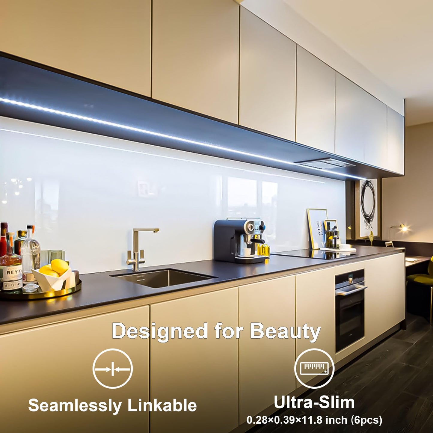 CULAVON Under Cabinet Lights, Plug in, Seamlessly Linkable 12 Inch, 6 Bars+Switch+Extensions, Under Counter Lighting for Kitchen, Closet, Gun Safe, Shelf, Display Case, LED 5000k Daylight