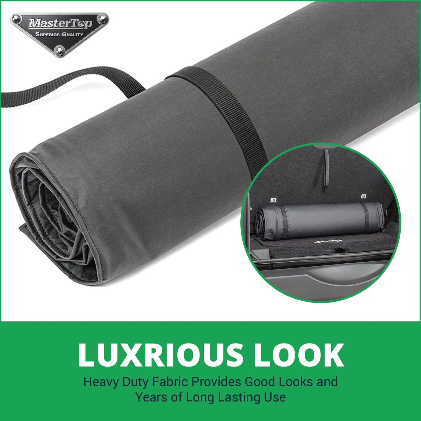 MasterTop Soft Top Window Roll for Side and Rear Soft Top Windows|Fits Soft Top Equipped 1976-2018 CJ, YJ, TJ & JK Jeep Wrangler vehicles|Soft Multi-Layer interior Pockets|13100301, black vinyl