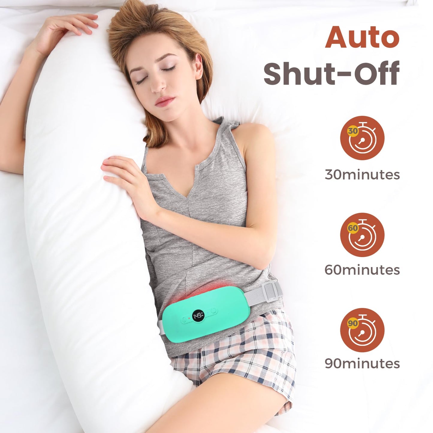 NOWWISH Heating Pad for Period Cramps Pain Relief, Portable Electric Cordless Menstrual Heating Pad Rechargeable with 6 Heat Levels and 6 Massage Modes, Valentines Day Gifts for Her Women Girls, Green