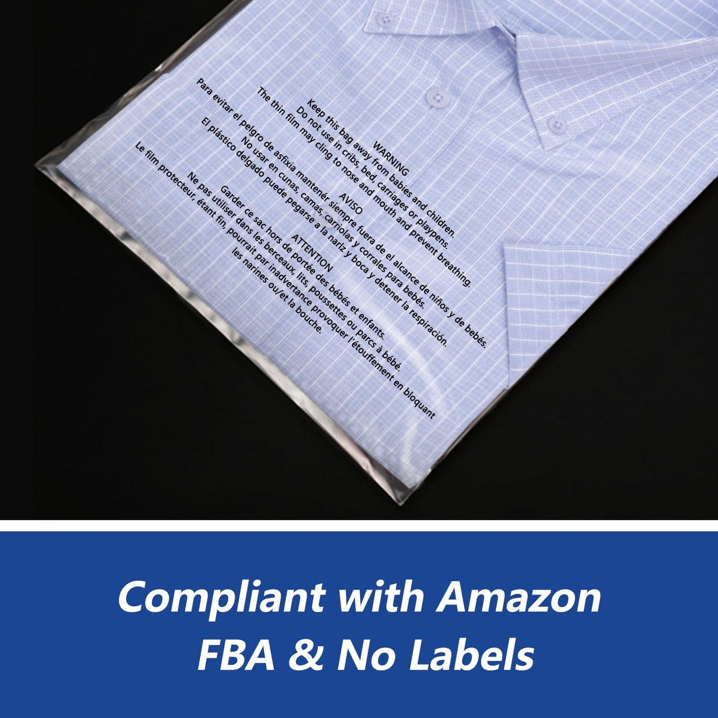 WEPOLY - 11" x 14" (1000 Count) Self Seal Clear Poly Bags with Suffocation Warning for Packaging, Shipping, Clothing, Shirts & FBA - Resealable Adhesive