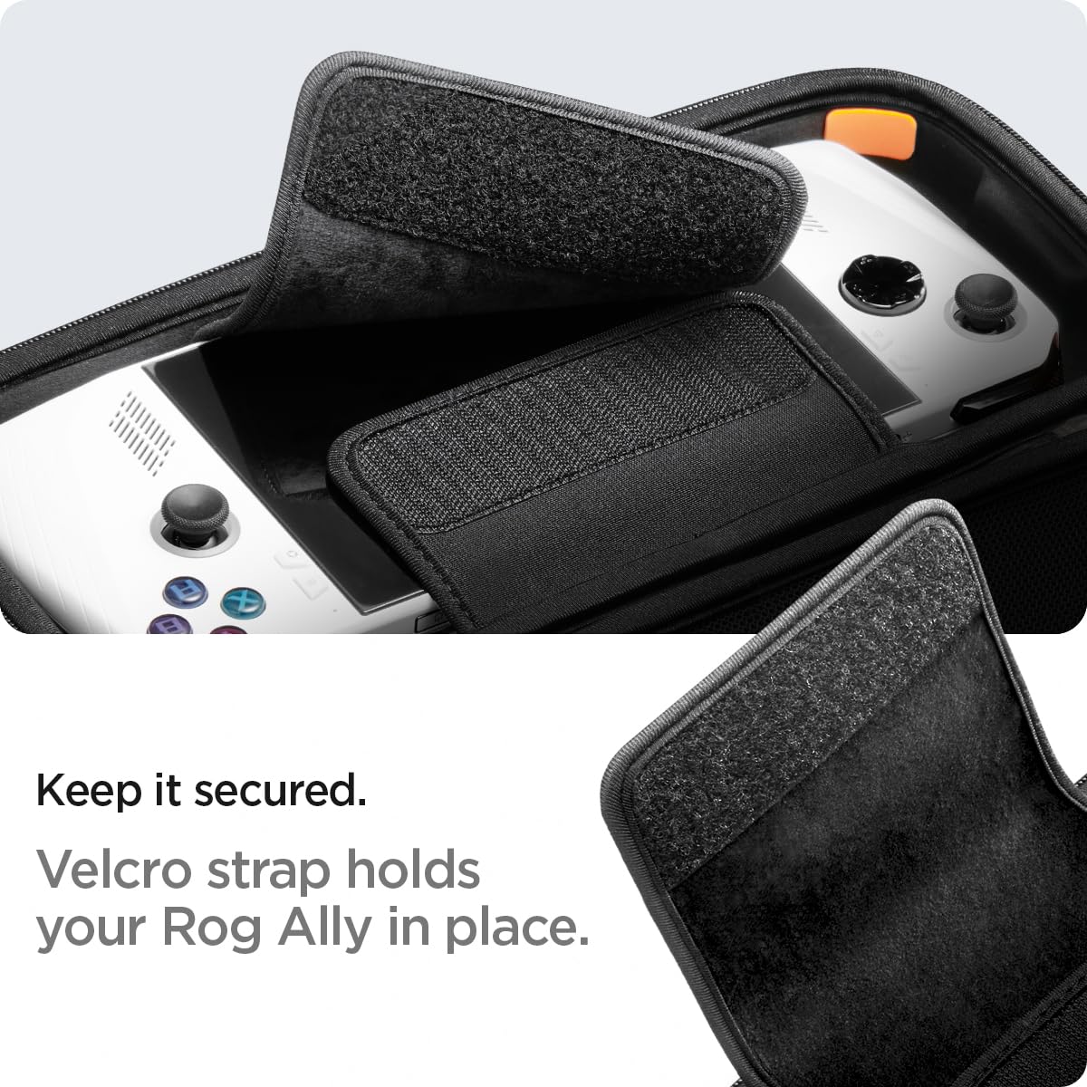 Spigen Rugged Armor Pro Designed for ASUS ROG Ally 2023 RC71L Case/ROG Ally X 2024 RC72LA Case/MSI Claw A1M Hard Shell Carrying Case with Pockets for Accessories and Original Charger Storage Bag