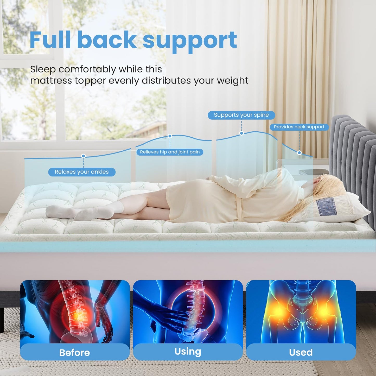 DUMOS Dual Layer Memory Foam Mattress Topper Twin, Gel Memory Foam Mattress Topper and Pillow Top Mattress Pad Cover for Body Pressure Relief, Soft Thick Topper with 8-16 Inch Deep Pocket