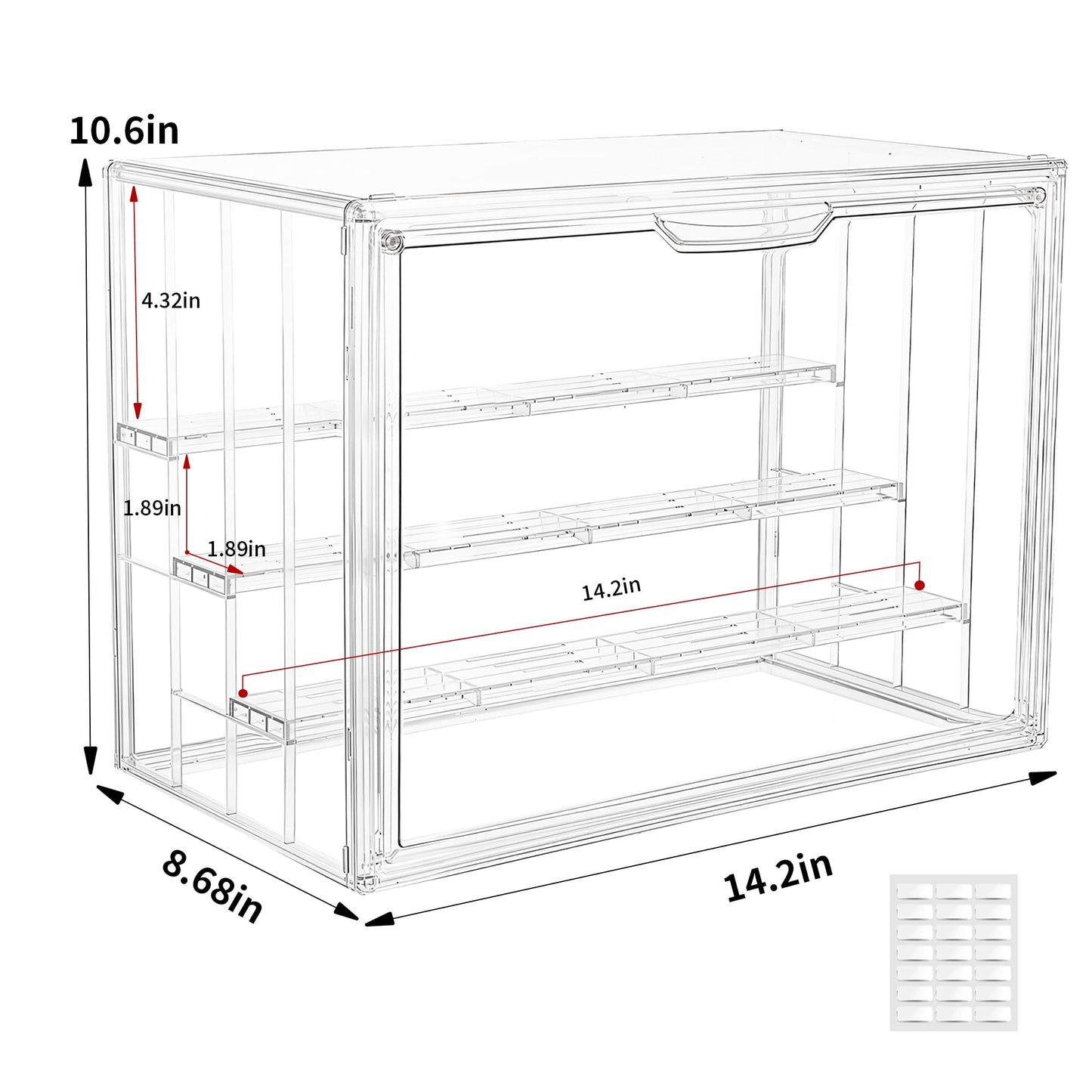 Clear Acrylic Display Case for Collectibles, 4 Layer Figure Display Case with Magnetic Door, Stackable Figurine Display Shelf Box for Figures, Funko Pop, Pop Mart, 2-Pack