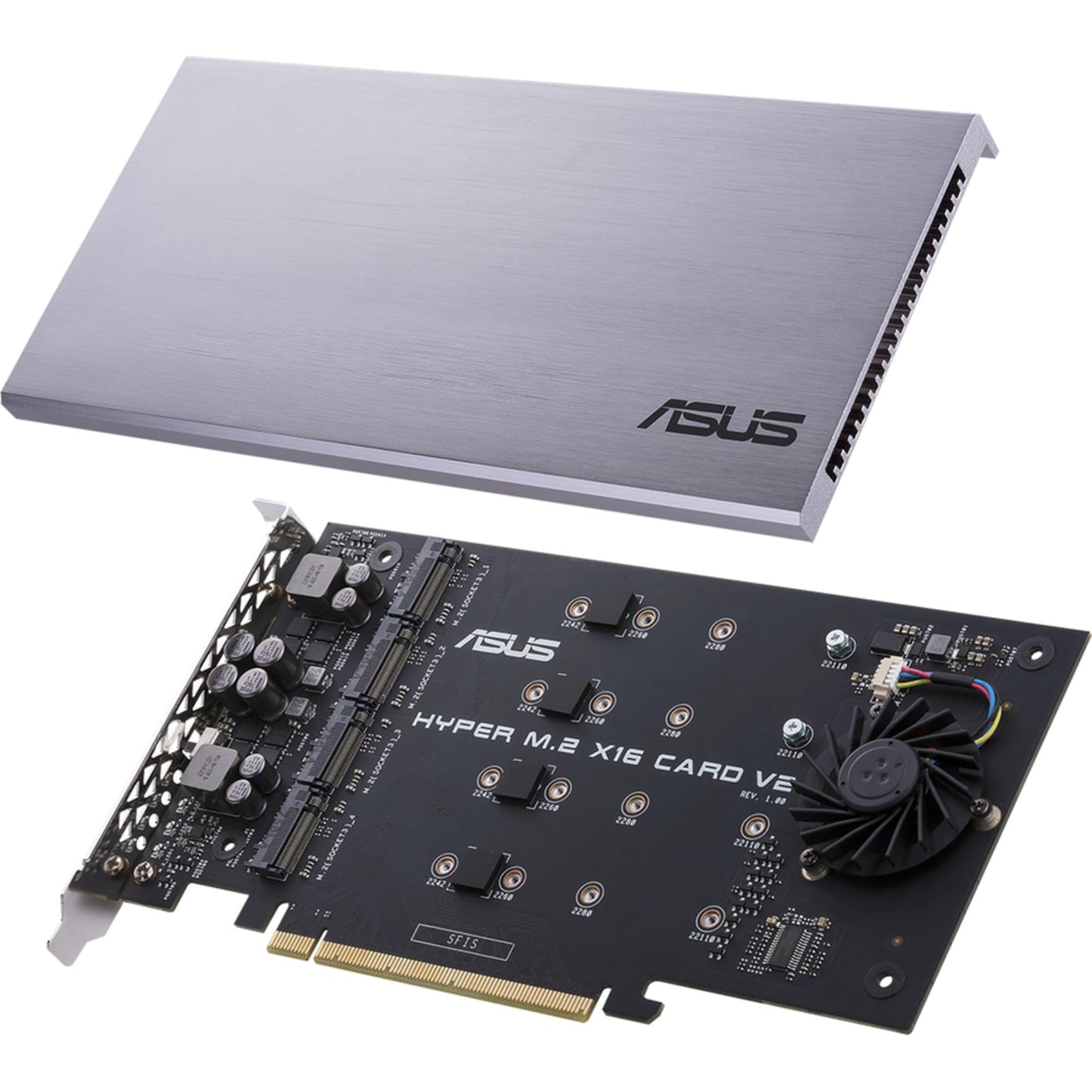 ASUS Hyper M.2 X16 PCIe 3.0 X4 Expansion Card V2 Supports 4 NVMe M.2 (2242/2260/2280/22110) Upto 128 Gbps for Intel VROC and AMD Ryzen Threadripper NVMe Raid