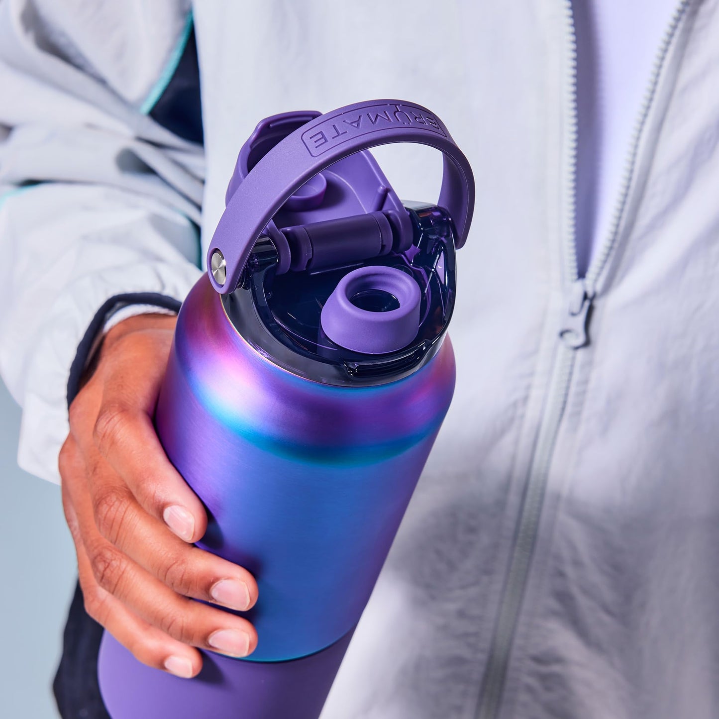 BrüMate Rise 25oz Water Bottle With 100% Leakproof Covered Silicone Straw | Insulated Stainless Steel Water Bottle | Cup-Holder Friendly | Fast Flow | Soft Sip Spout | BPA-Free (Nightfall Blue)