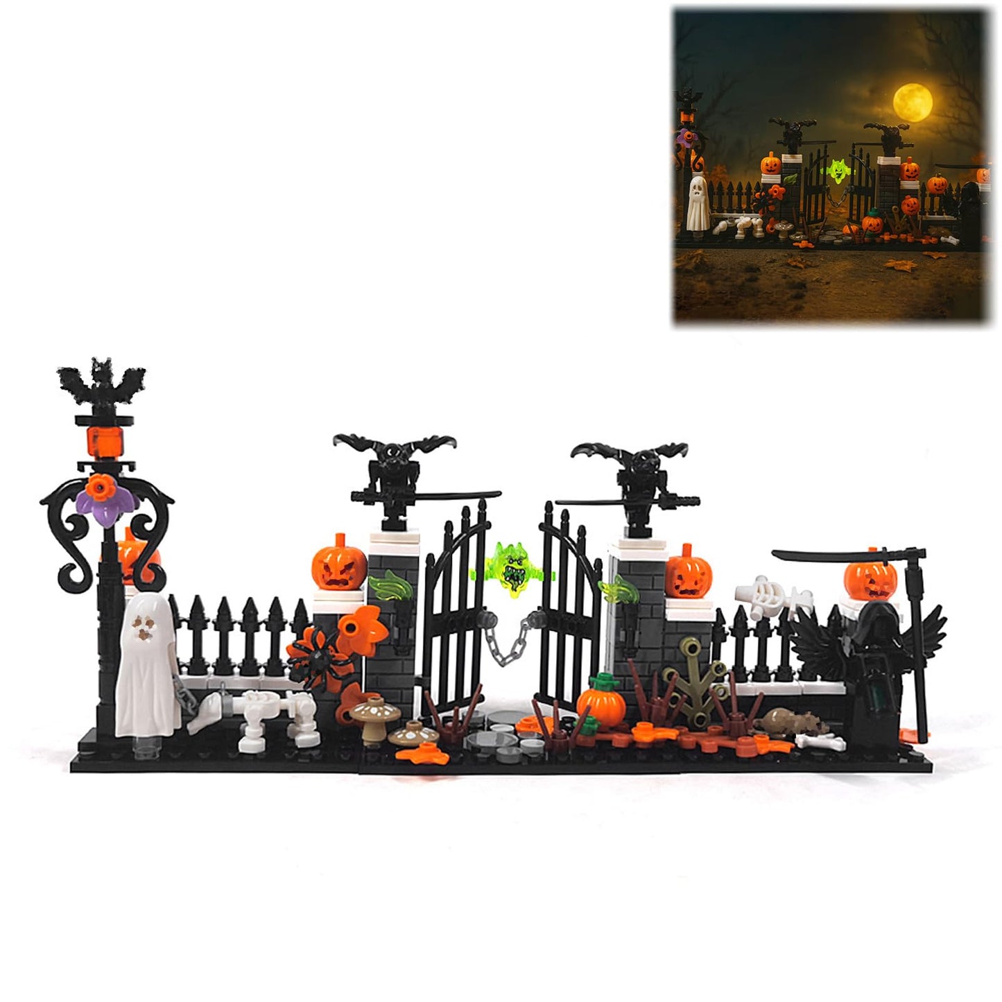 ILIEMOC Halloween Graveyard Building Blocks Set(258 PCS, 3 Set)– Haunted House DIY Bricks Kit Compatible with Lego 853792 Accessory, Spooky Zombies Theme, Gift or Souvenir for Kids Ages 6+