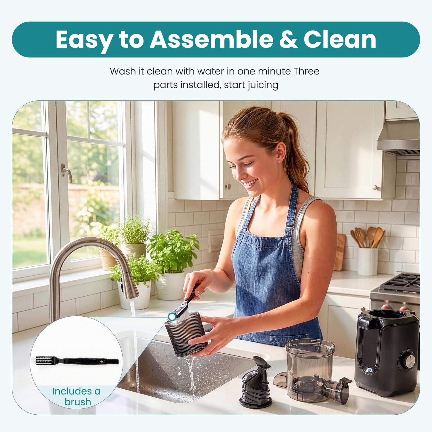 OLIXIS Cold Press Juicer, Slow Masticating Juicer Machine with Reverse Function, Juice Extractor for Making Nut Milk, Easy to Clean & Blade-Free, Black
