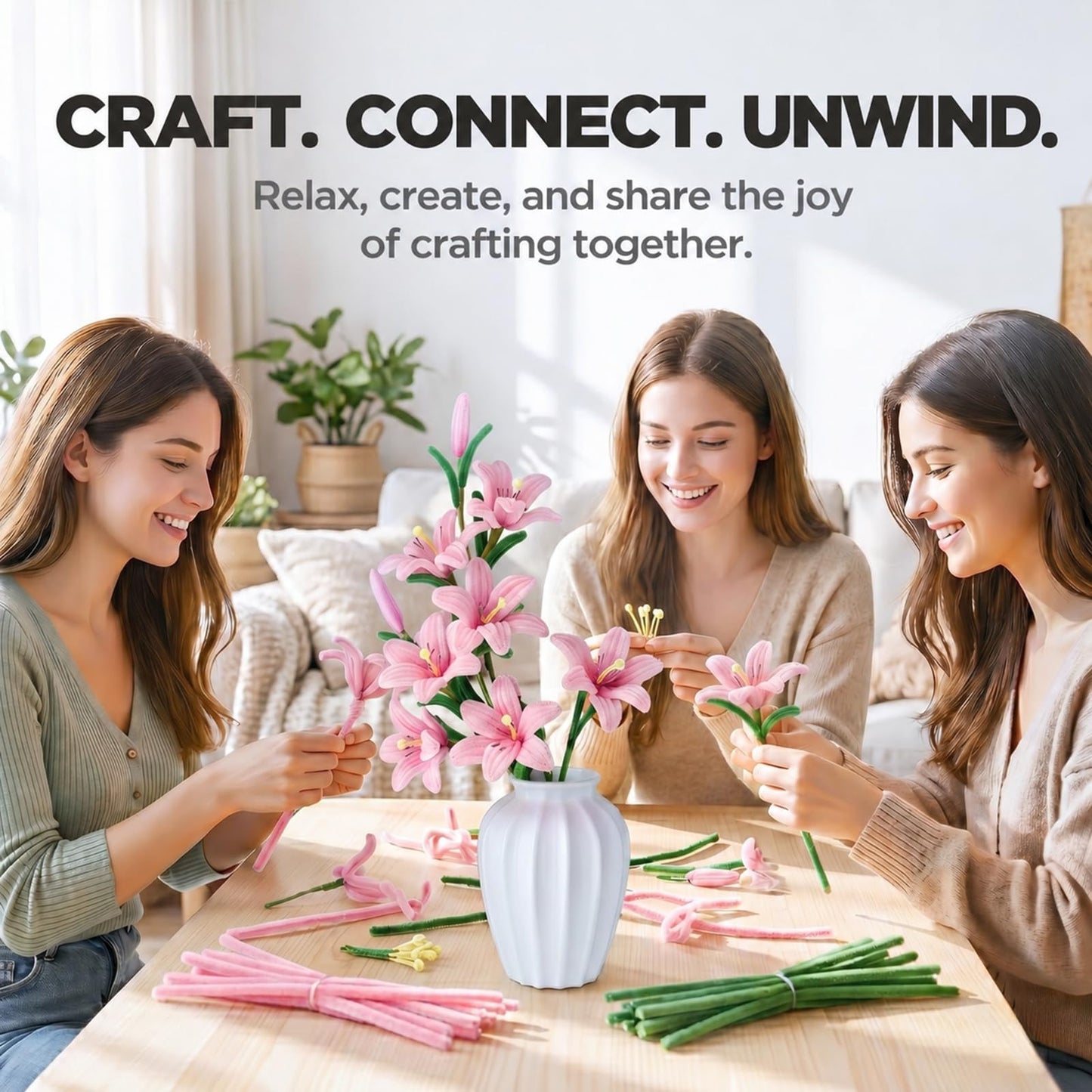 AlniuLefe Pipe Cleaner Flower Crafts Kit (Lily)