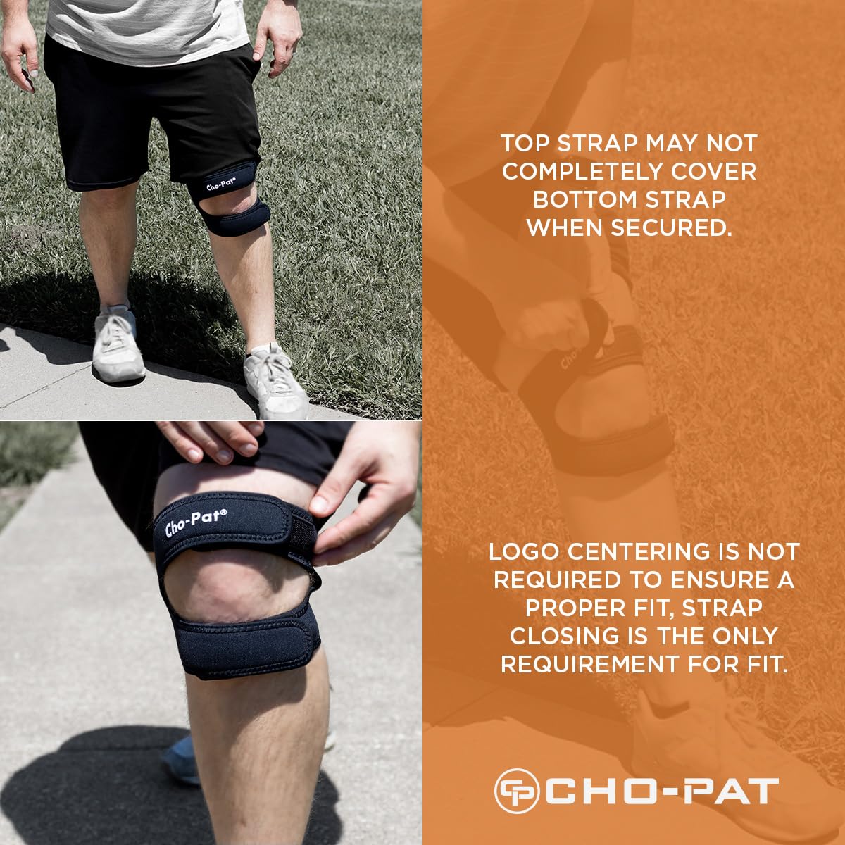 Cho-Pat Dual Action Double-Layer Adjustable Knee Strap, Pain Relief for Chondromalacia, Osgood Schlatter’s, Tendonitis, and Meniscus Tears, Large