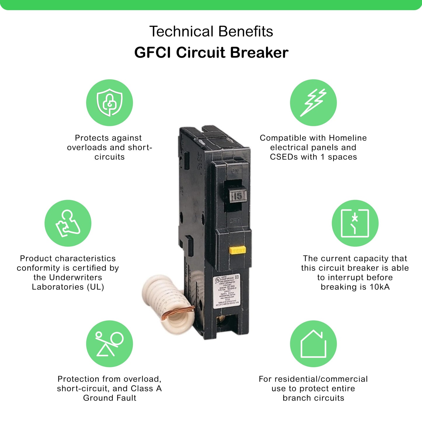 Square D - HOM115GFICP 15a Homeline 1pole Gfc Breaker