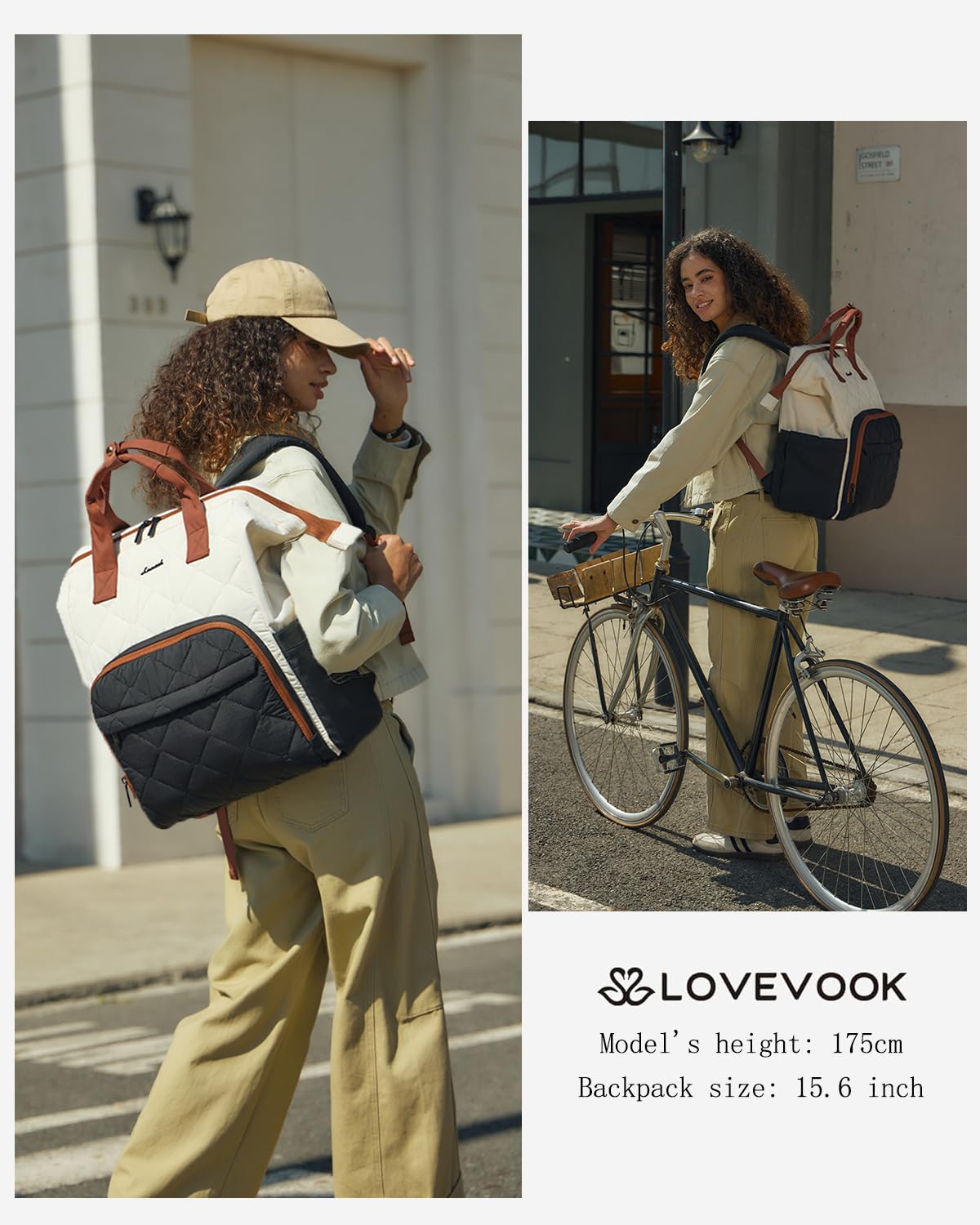 LOVEVOOK Laptop Backpack for Women, 15.6 inch Work Travel Backpack Purse, Puffer Quilted Laptop Backpack Casual Daypack for Nurse Teacher，Black