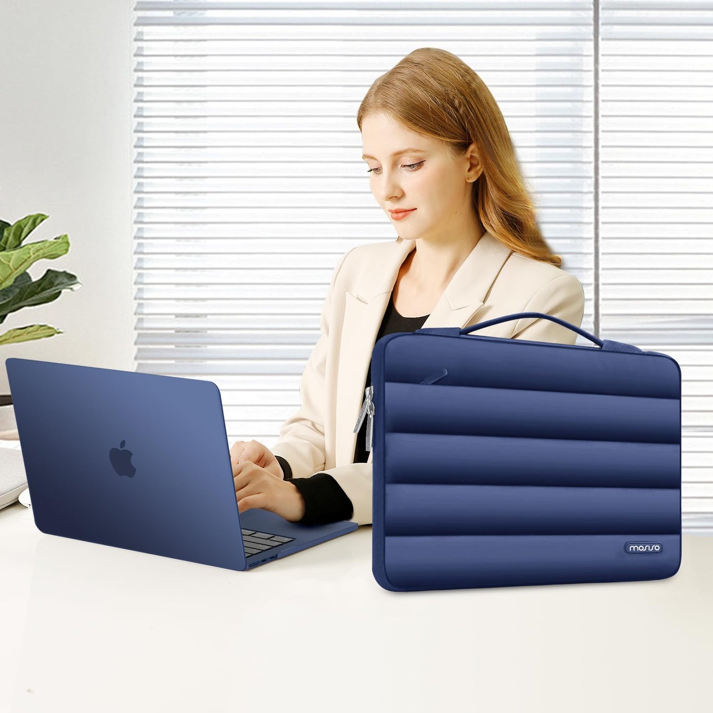 MOSISO Compatible with MacBook Air 13 inch Case M5 2026 M4 2025 M3 M2 2024-2022 A3449 A3240 A3113 A2681, Hard Case&Puffy Bag&Keyboard Cover&Webcam Cover&ScreenFilm for MacBook Air 13.6, Midnight