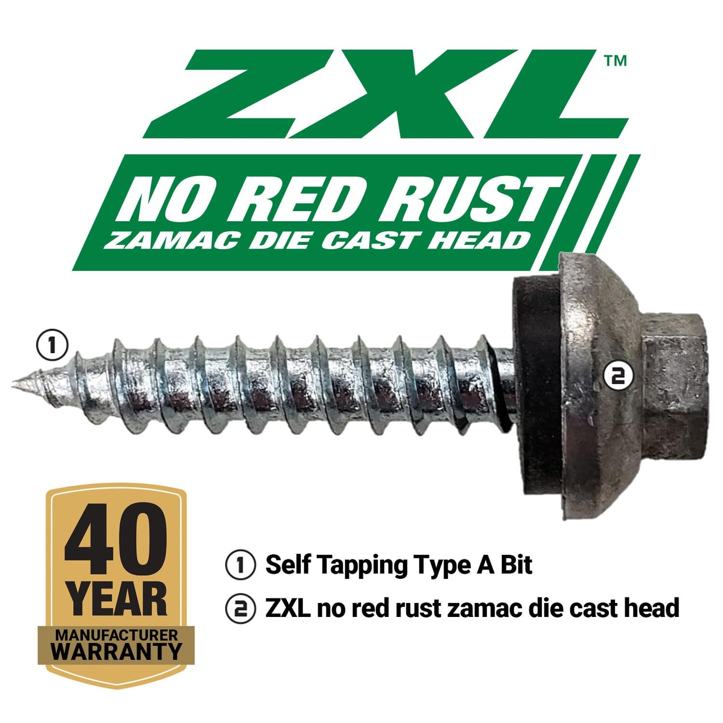 ST Fastening ZXL Self-Tapping WoodBinder Metal to Wood #14 x 1 1/2" Galvanized Screws with EPDM Rubber Washer, 250-Count - Designed for Metal Roofing and Siding Panels