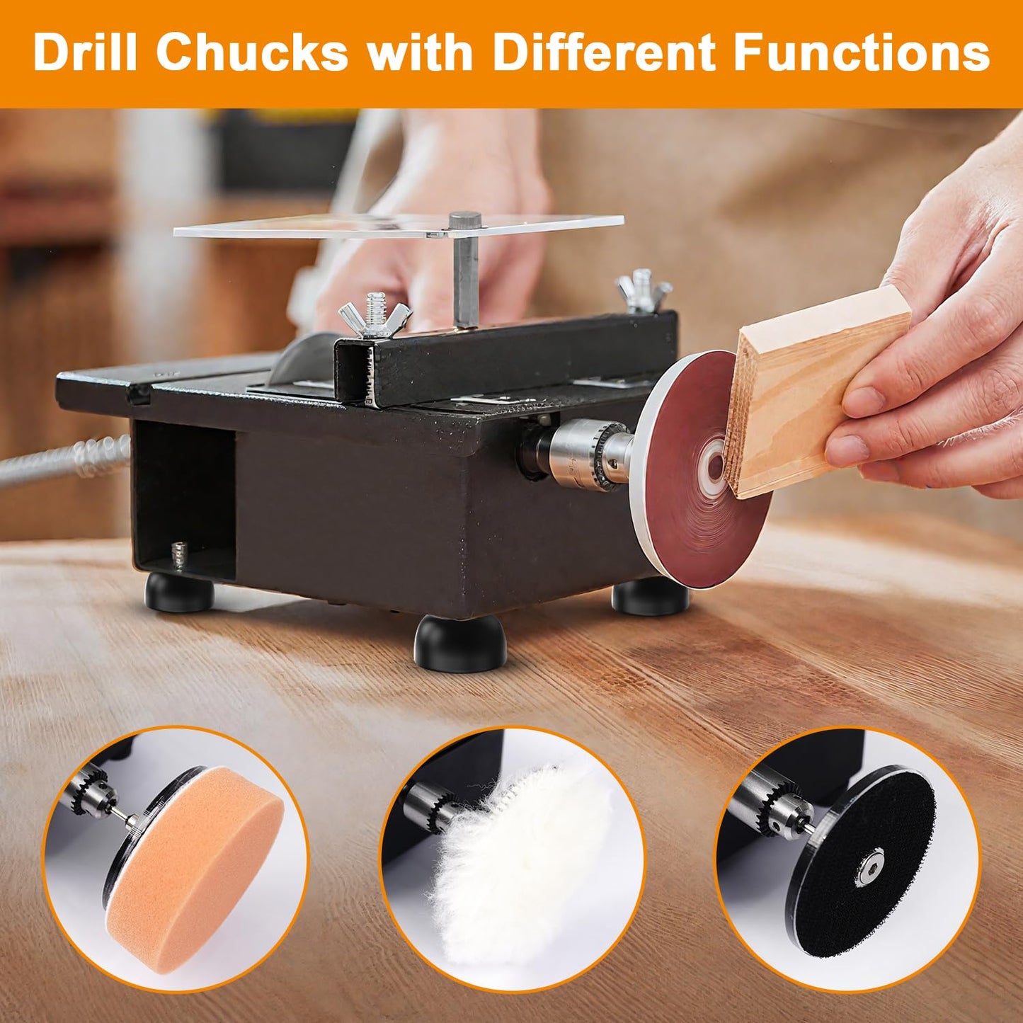 Mini Table Saw, M-T Multi-Functional Desktop Portable Table Saw for Crafts with Adjustable Speed & Angle, All-in-One Cutting, Sanding, Engraving & Drilling Tool for Wood, Acrylic, Plastic, PCB