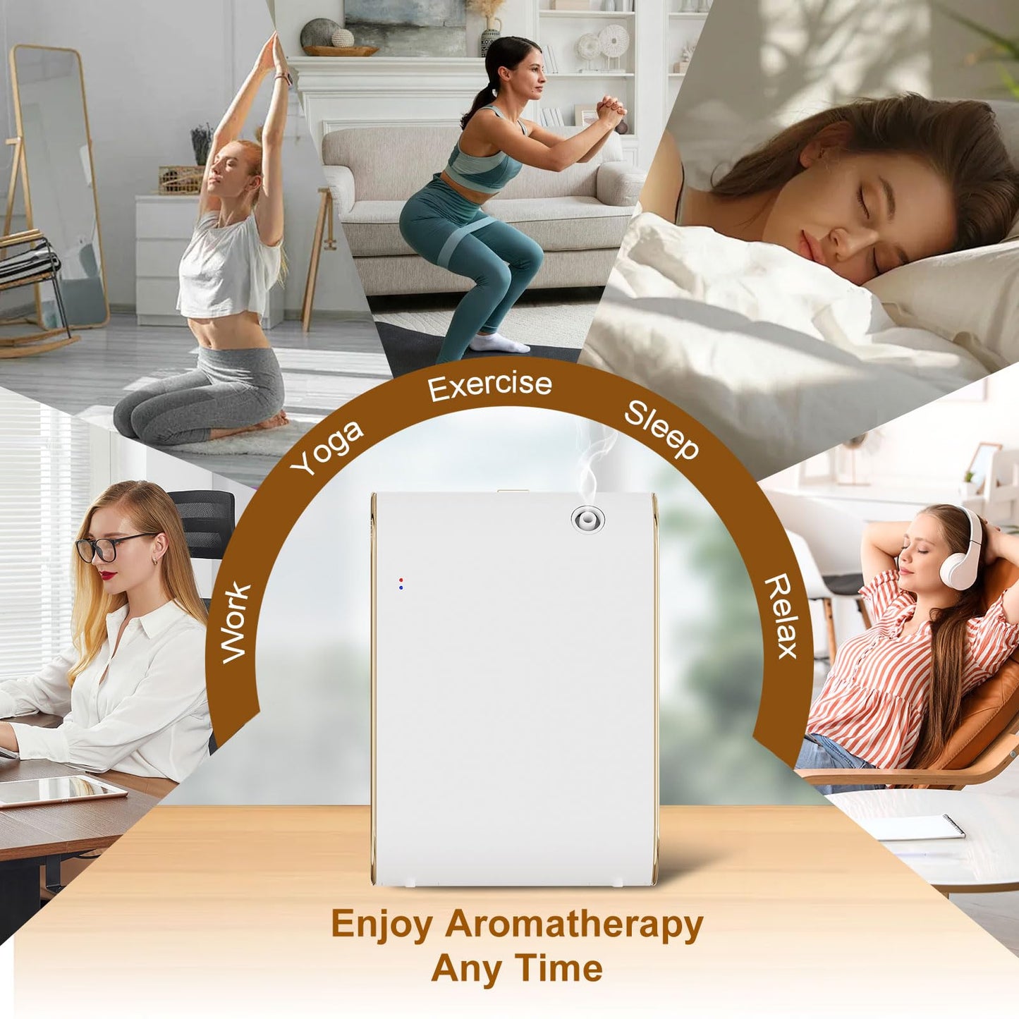 Smart Scent Air Machine for Home, 350ml/2000 Sq. Ft Bluetooth Waterless Essential Oil Diffuser, Aroma Diffuser for Office, Spa