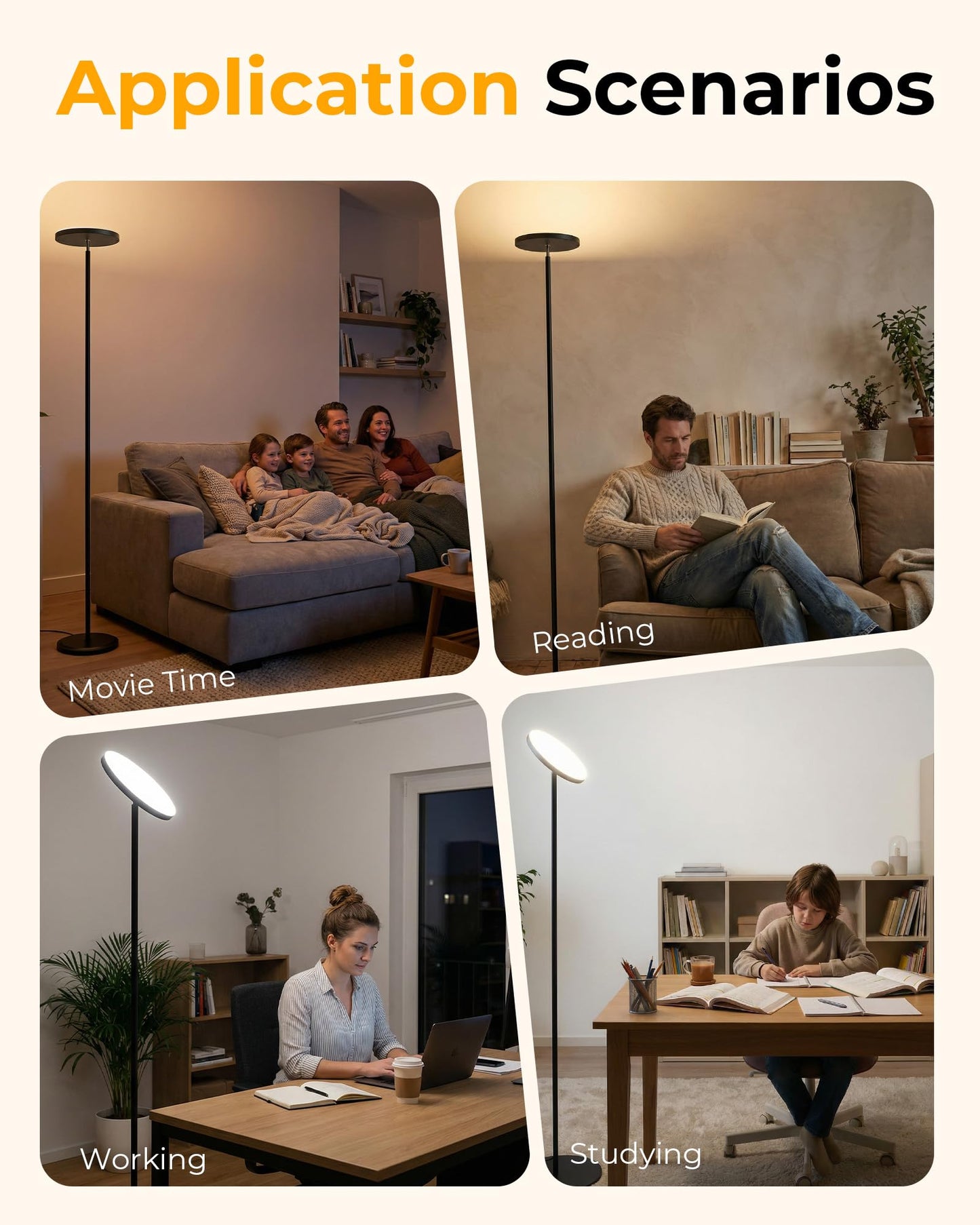 Natapai Floor Lamps for Living Room, 69" Tall LED Lamp, 2800LM Standing Lamp Remote & Foot Switch with 1H Timer, 2700-6500K Stepless Dimmable Modern Pole Light for Bedroom, Reading, Black