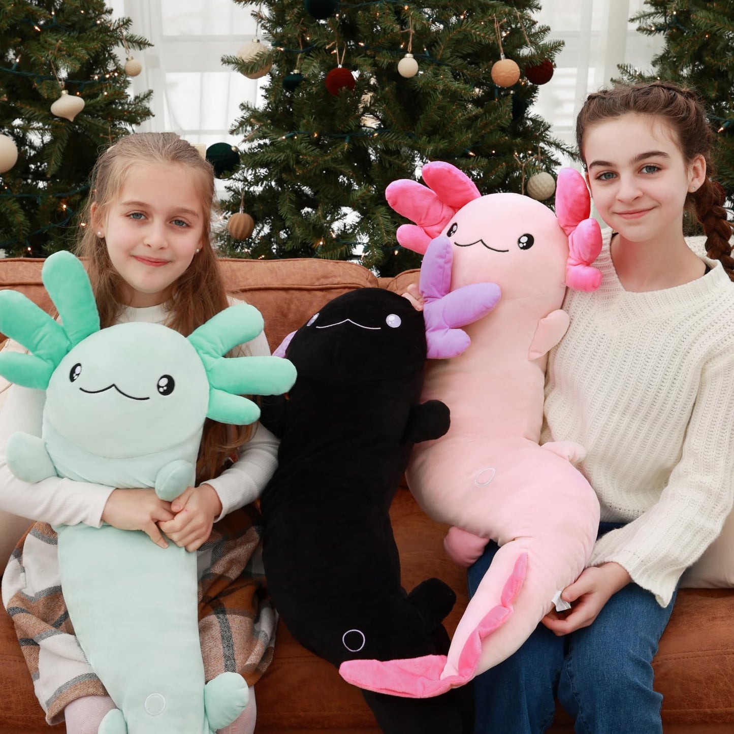 Tezituor Pink Axolotl Stuffed Animal for Girls 6-12, 48 inch Glow-in-Dark Plush Toy 4ft Body Pillow for Adults Mother's Day Large Stuffed Salamander Axolotl Lovers Gifts Christmas Valentines