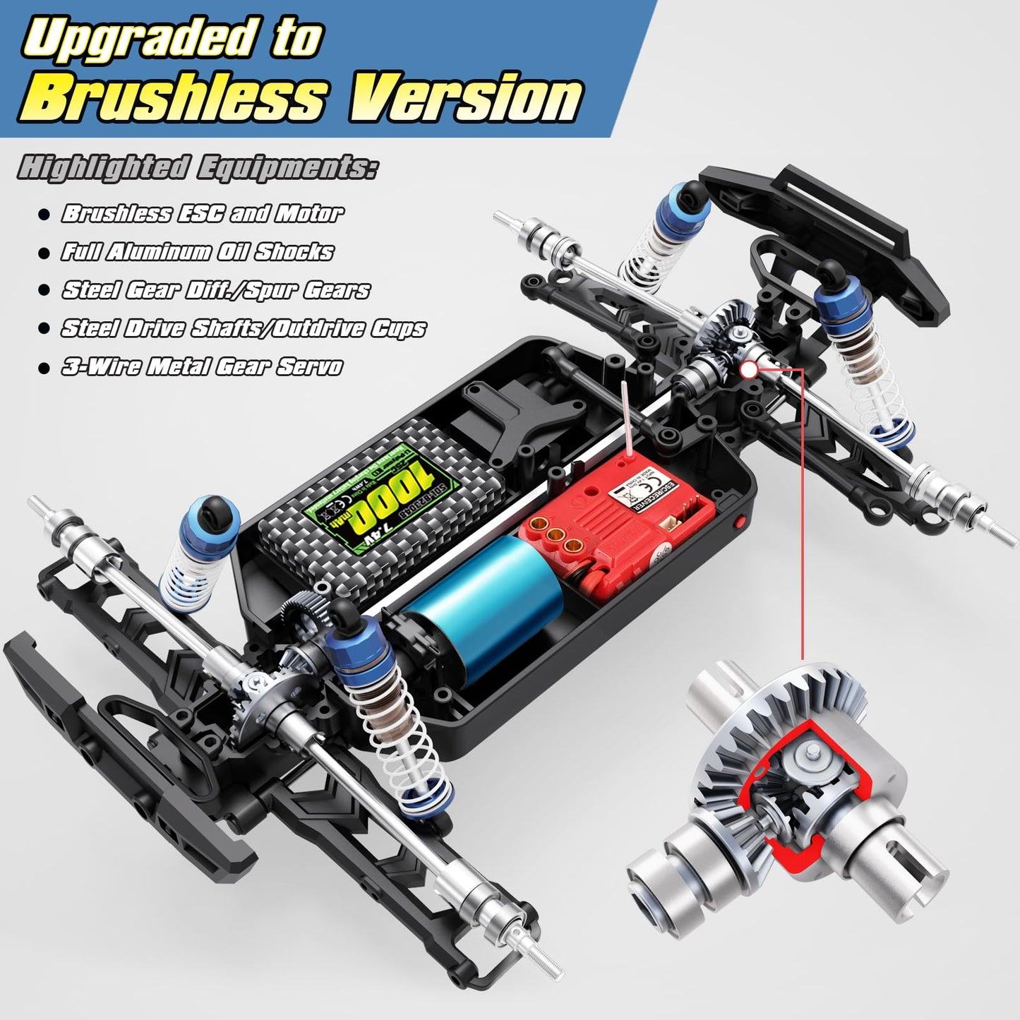HAIBOXING 1/18 Scale Brushless Fast RC Cars 18859A, 4WD Off-Road Remote Control Trucks 48 KM/H Speed for Adults and Kids Boys, All Terrain Truck Toys Gifts with Extra Shell and Battery 40+ min Play