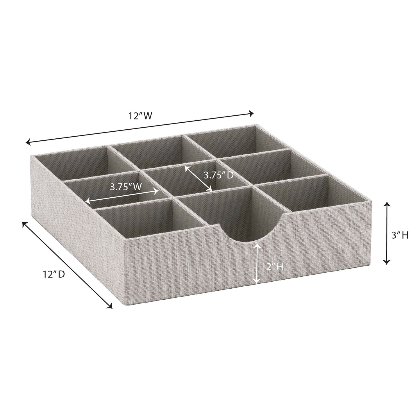 Household Essentials Drawer Organizer Tray 2 Pack, Gray