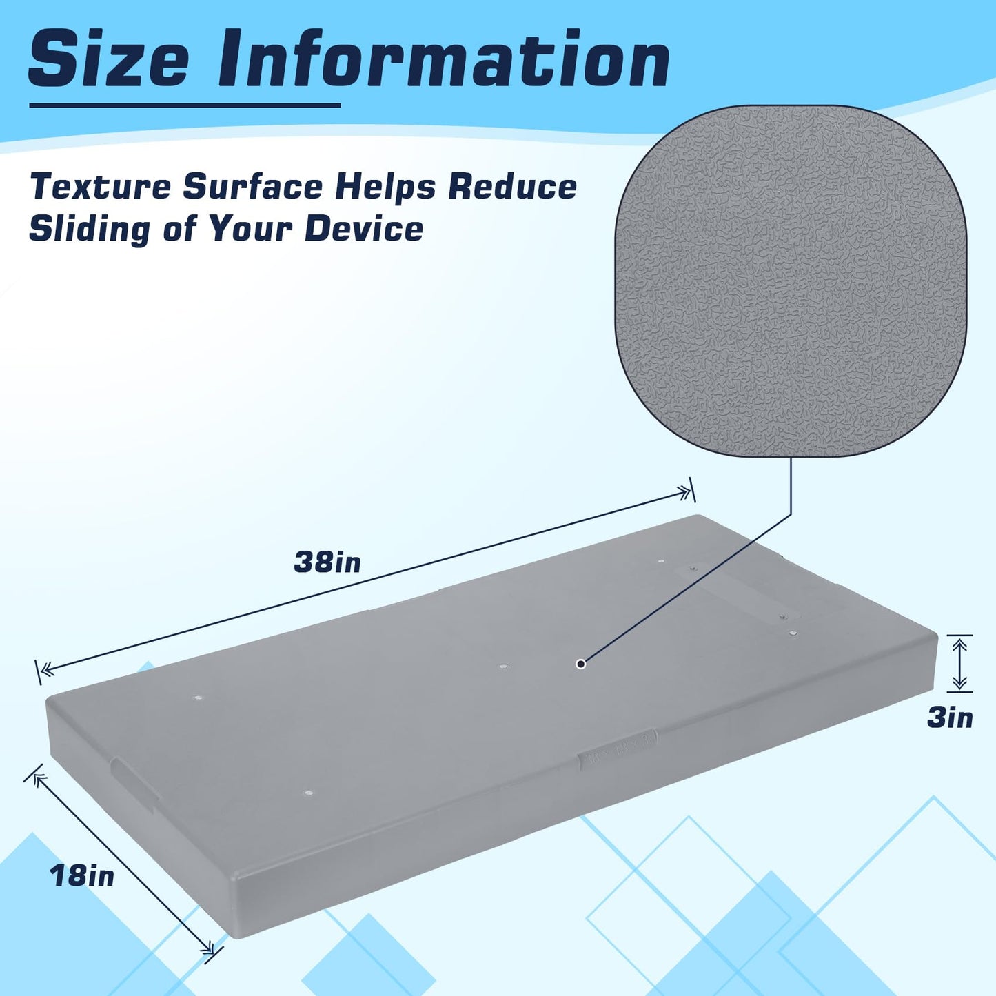 Mini Split Condenser Pad for Ductless Air Conditioner Heat Pump Systems, 38" x 18" x 3" Anti-Slip Plastic Equipment Base for Outdoor HVAC Unit, Gray