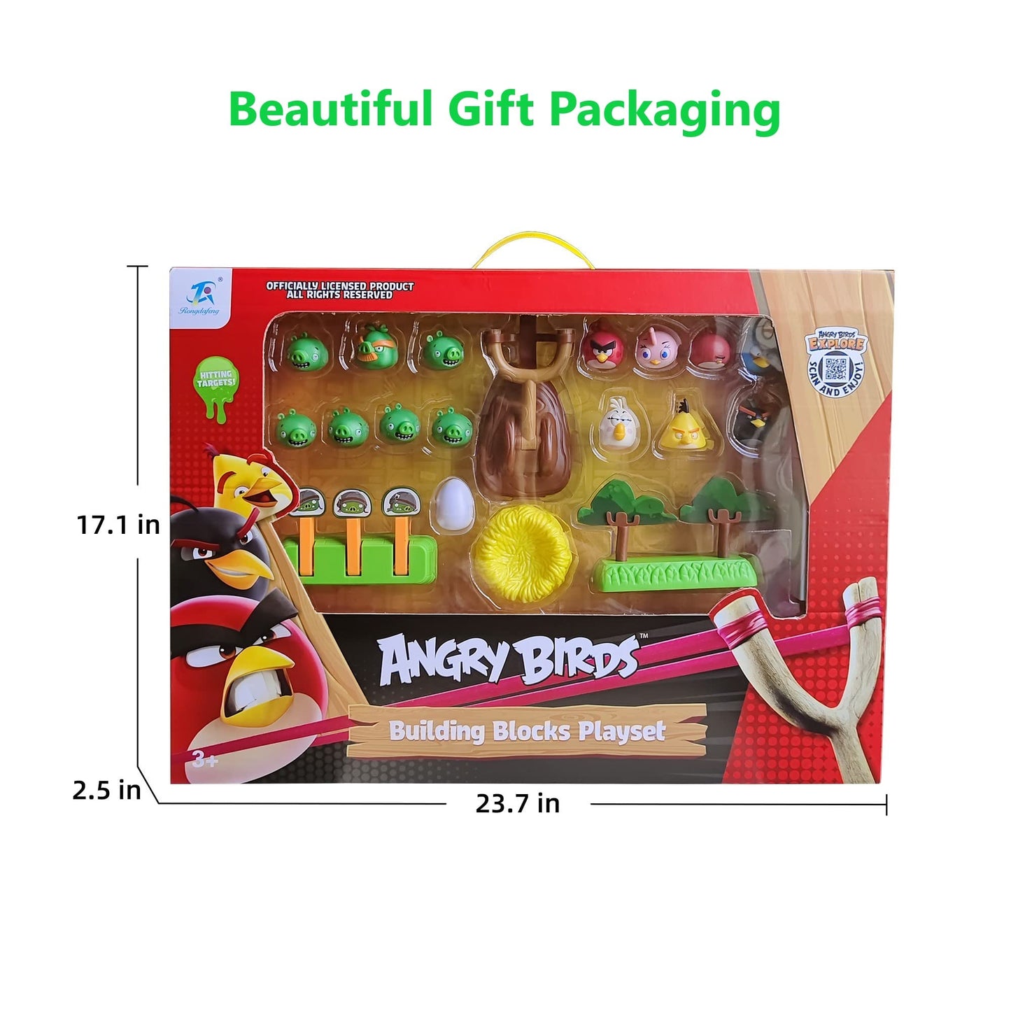 ROLOSO Newly Licensed Angry Birds Toys Playsets Build N’ Launch Construction Brick Assembly Building Blocks Sets Pig City Strike 2 Takedown Space Planet Game Catapult Slingshot Gift Box 97pcs