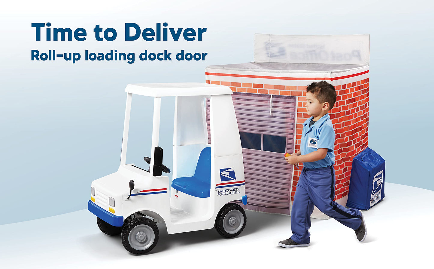 Kid Trax USPS Play Tent for Kids, Tent House for Kids, Large Front and Rear Openings, Mail Collection Box, Includes Carrying Case, Mail Truck or Carrier Accessory, Kids Play House, Post Office Toys