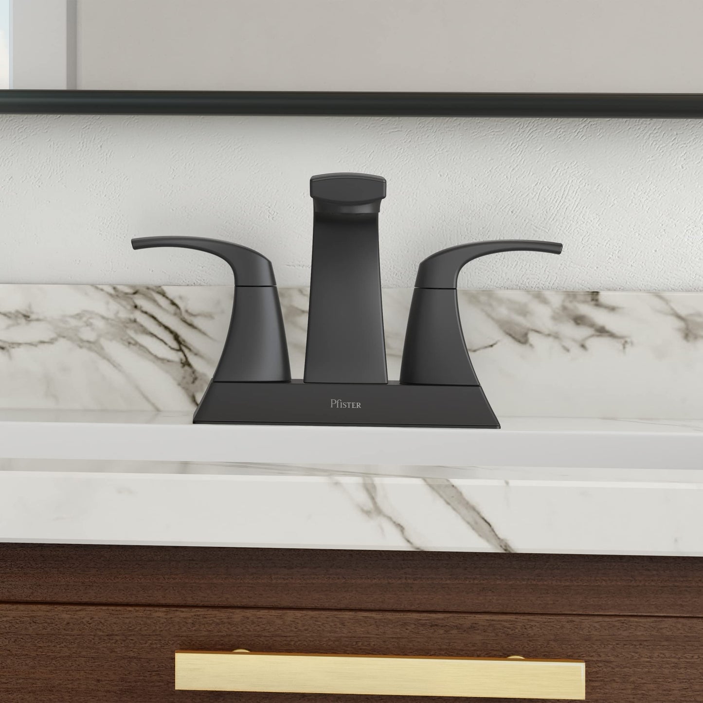 Pfister Karci Bathroom Sink Faucet, 4-Inch Centerset, 2-Handle, 3-Hole, Matte Black Finish, LF048KABB