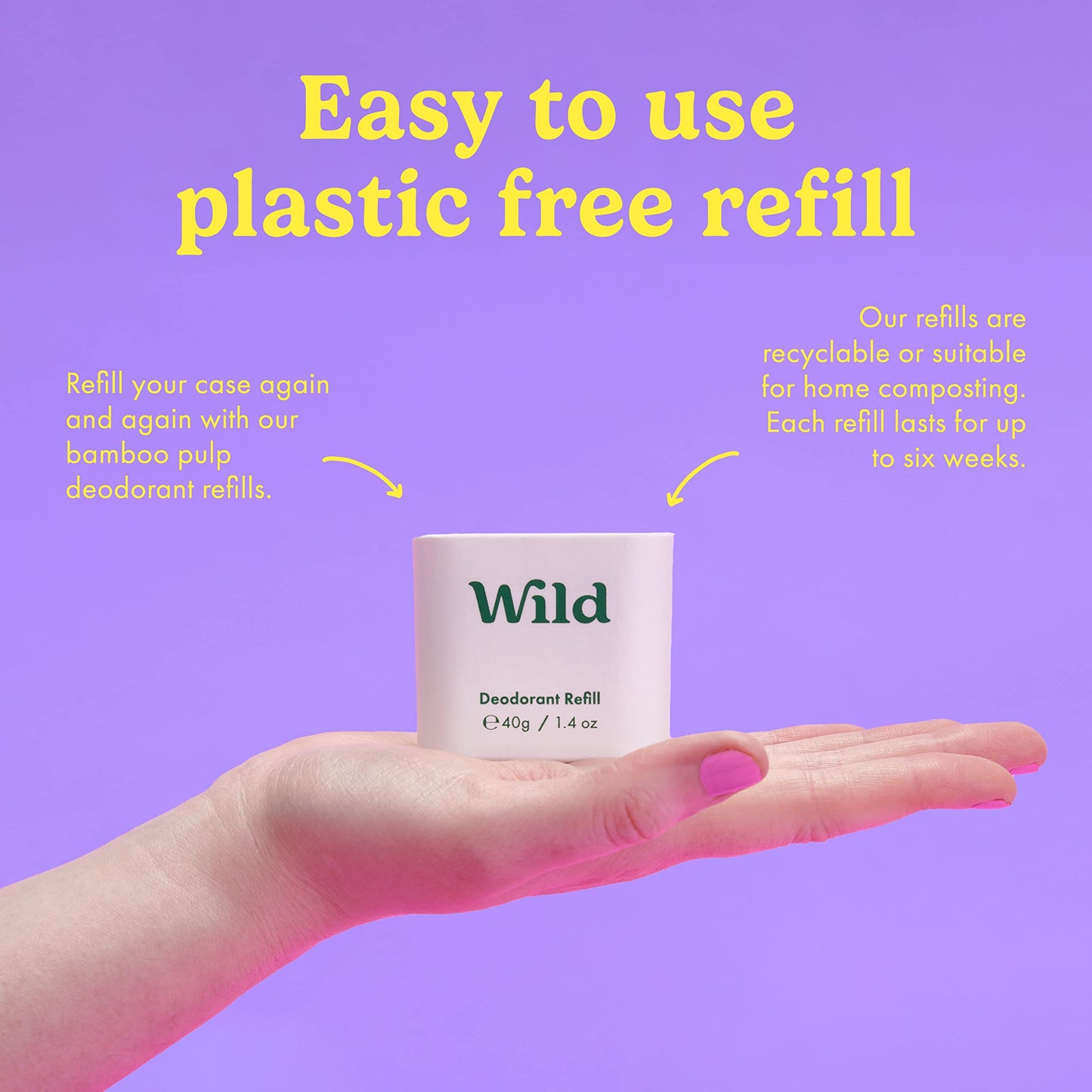Wild - Purple Case with Refill Variety Pack - Refillable Deodorant - Aluminum Free - Includes Fresh Cotton & Sea Salt, Cherry Blossom and Coconut & Vanilla Scents - Vegan