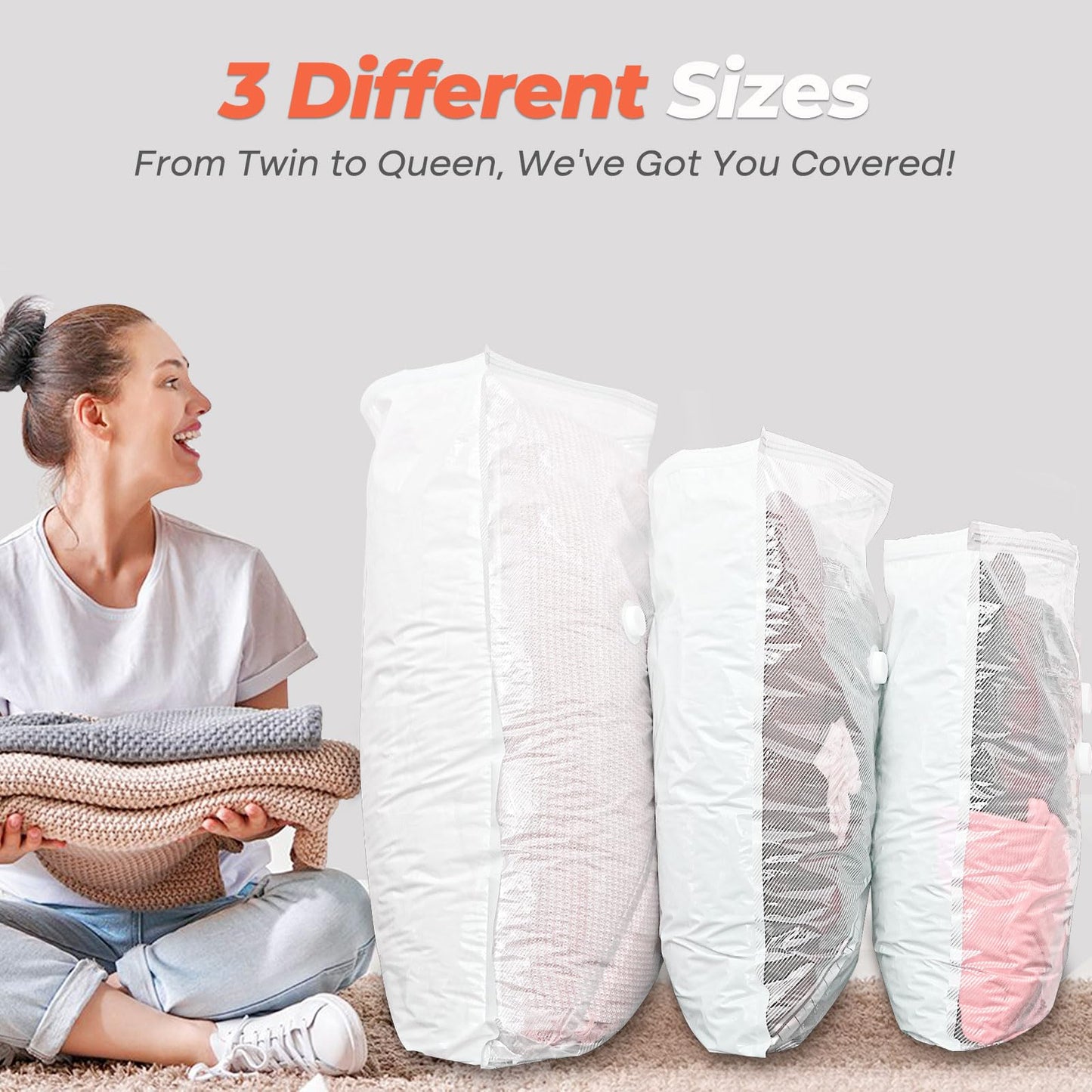 Vacbird Vacuum Seal Bags for Clothing with Rechargeable Cordless Pump, 24 Pack Vacuum Storage Bags, Compression Packing for Clothes Bedding Blanket Pillows Comforters