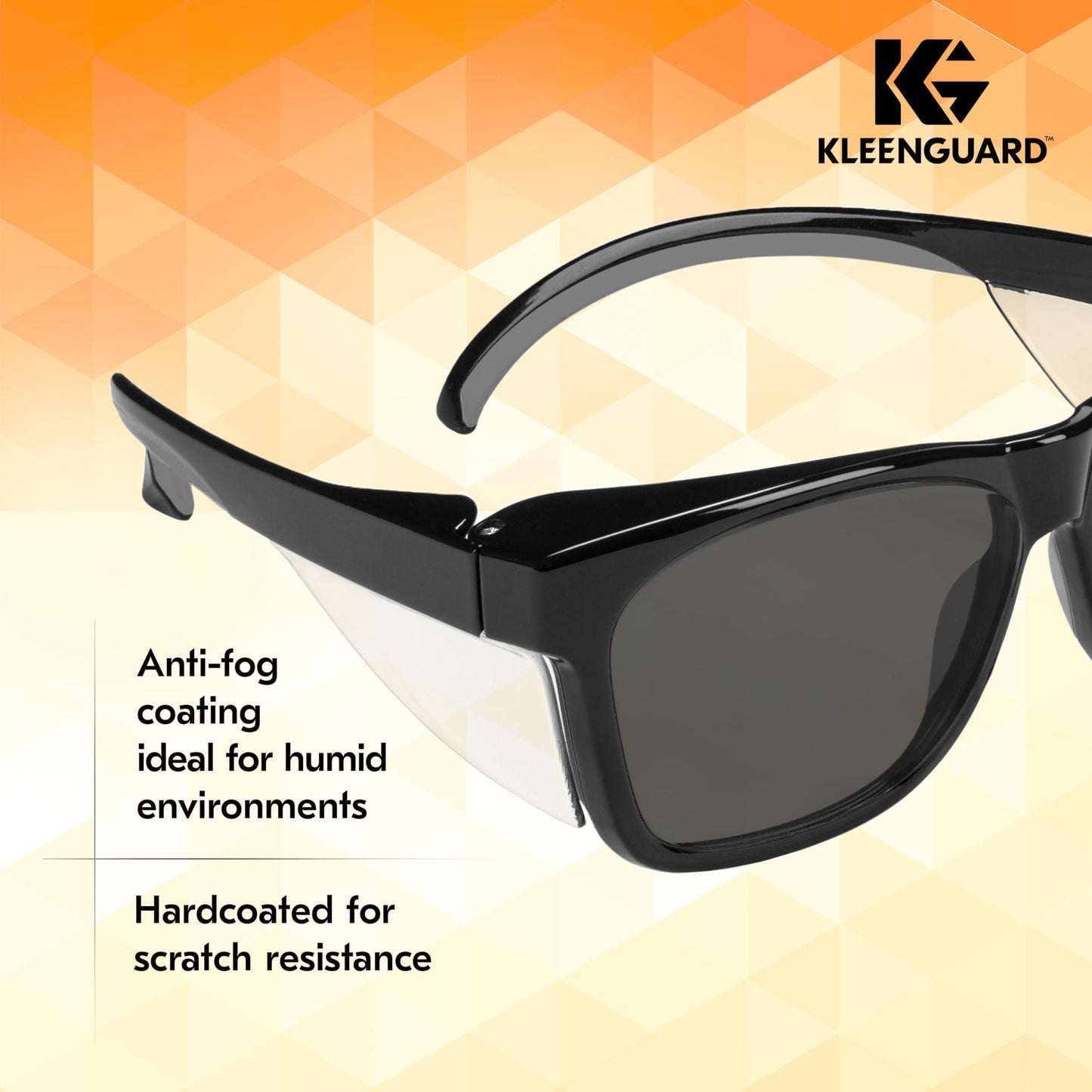 KleenGuard™ V30 Maverick™ Safety Glasses (49311), with KleenVision™ Anti-Fog Coating, Smoke Lenses, Black Frame, Unisex Sunglasses for Men and Women (Qty 12)