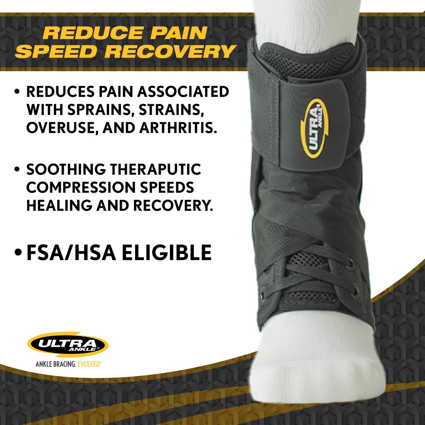 Ultra 360® Lace-Up Adjustable Ankle Brace – For Ankle Stabilization, Adjustable Compression