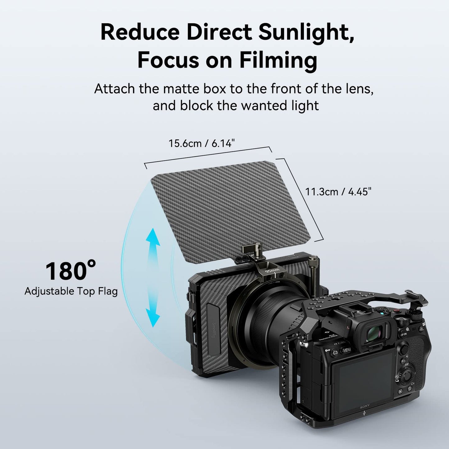 SmallRig Mini Matte Box Lite with Carbon Fiber Top Flag, Compatible with 67mm/ 72mm/ 77mm/ 82mm Lenses for DSLR and Mirrorless Camera