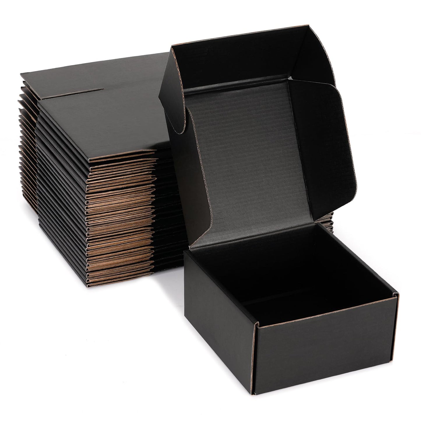 DUZCLI Black Corrugated Shipping Boxes 6x6x3 Inches, 25 Pack