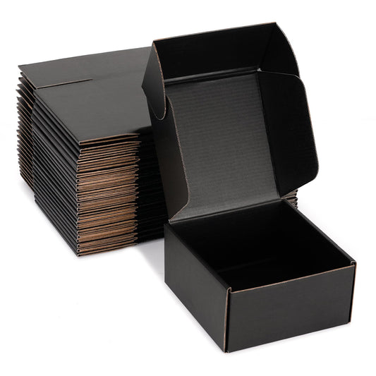 DUZCLI Black Corrugated Shipping Boxes 6x6x3 Inches, 25 Pack