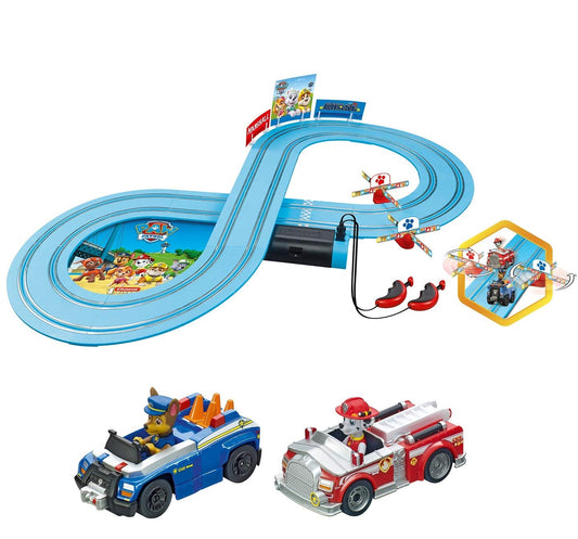 Carrera First Paw Patrol-Slot Car Race Track-Includes 2 Cars: Chase and Marshall-Battery-Powered Beginner Racing Set for Kids Ages 3 Years and Up, Multi