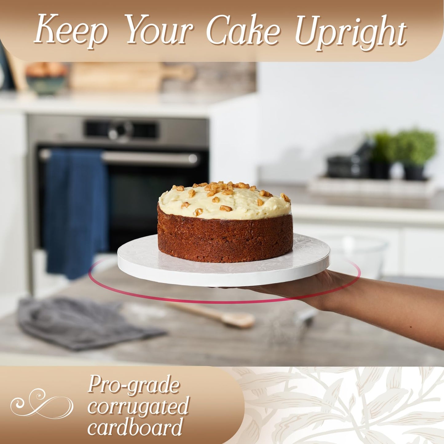 Cakebon Cake Boards - Sturdy 1/2 Thick Drums - 12 Inch Professional Fully Wrapped Edges White 12-Pack